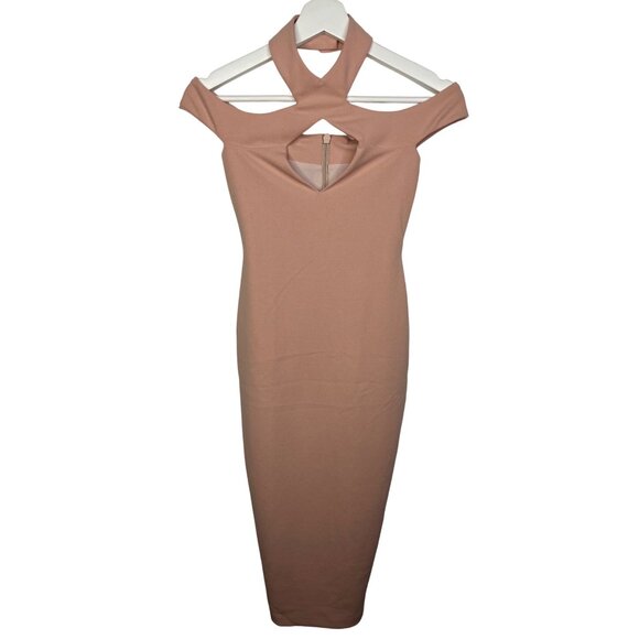 Nookie Hollywood Midi Dress Women’s XS Blush Bodycon Cocktail Party NWT - Picture 1 of 12